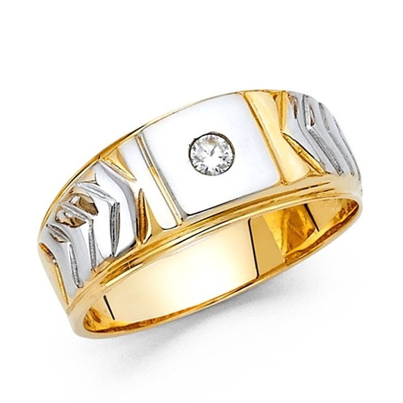 8mm Mens Engagement Ring 14k White Yellow Gold - Picture 1 of 10